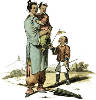 A nursery maid and two children