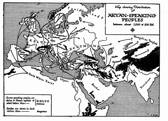 Aryan-speaking Peoples 1000-500 B.C. (Map)
