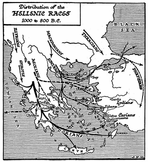 Hellenic Races 1000-800 B.C. (Map)