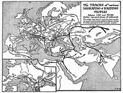 Tracks of Migrating and Raiding Peoples, 1-700 A.D.