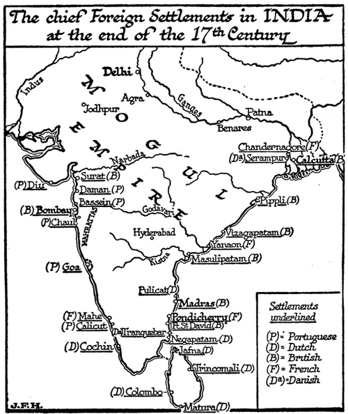 Chief Foreign Settlements in India, 17th Century.png