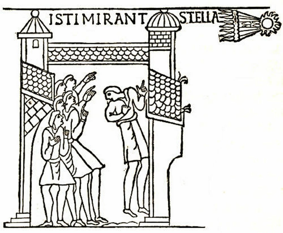 The comet of 1066, as represented in the Bayeux Tapestry.jpg