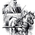 Horse and cart with dog driver