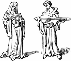Nun and Friar with Musical Instruments