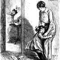 Scared girl clinging to mother outside bedroom with a man in the bed