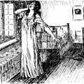 Lady stretching in fron of open window while man looks on from in bed
