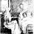 Nurse sitting down beside a patient in bed
