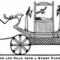 Wagon and Boat, from a mummy bandage