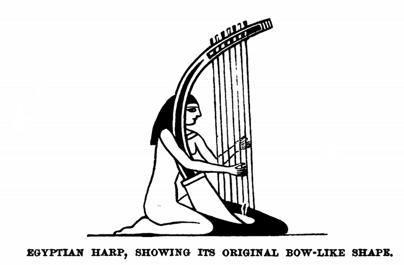 Egyptian Harp, showing its original bow-like shape