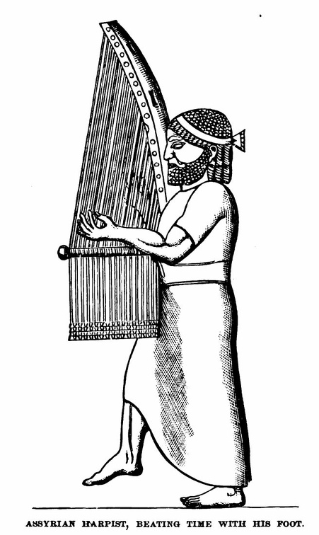 Assyrian Harpist , beating time with his foot.jpg