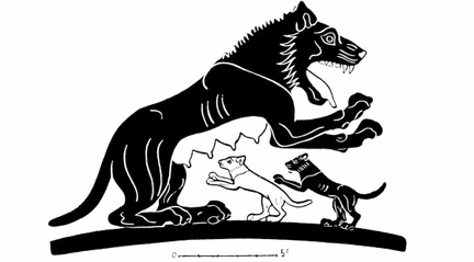 Lioness and young, from an Ionian vase of the sixth century B. C