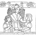 Mother reading to two girls
