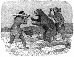 Palæolithic Men Attacking Cave Bear