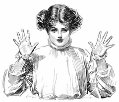 Young lady with hands up
