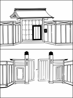 A roofed and a pair gate