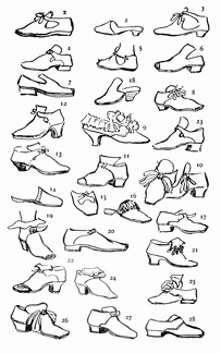 Shoe shapes. Charles I to 1700