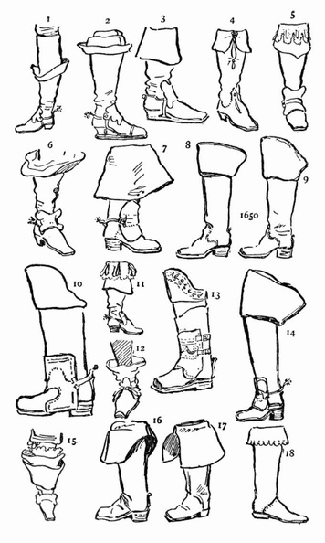 Boot shapes. Charles I to 1700