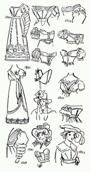 Details of female fashion 1820 - 1828