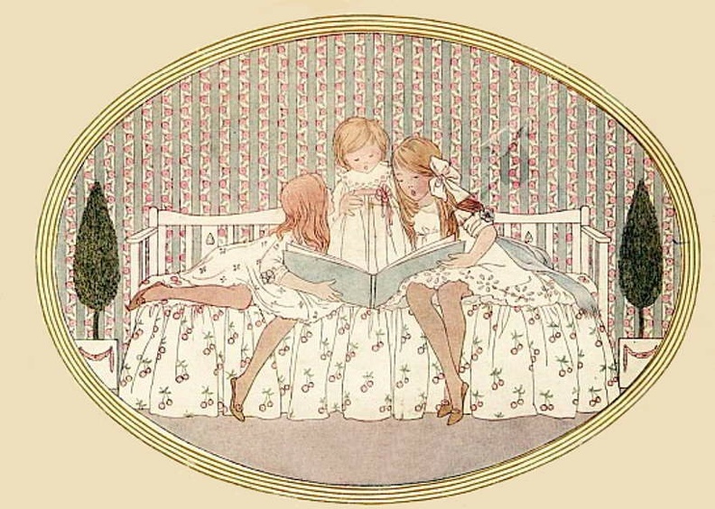 Three Girls reading a book