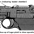 Close-up of Luger pistol to show operation of extractor