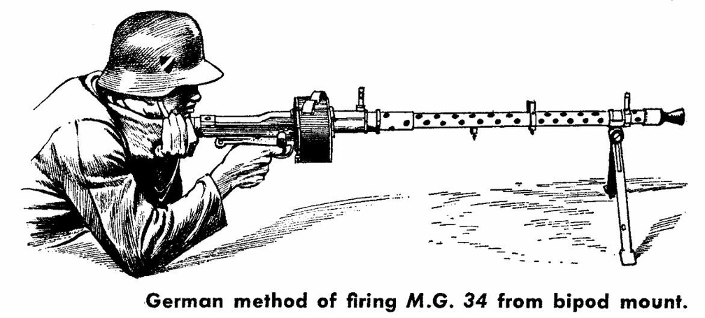 German method of firing M;G. 34 from bipod mount