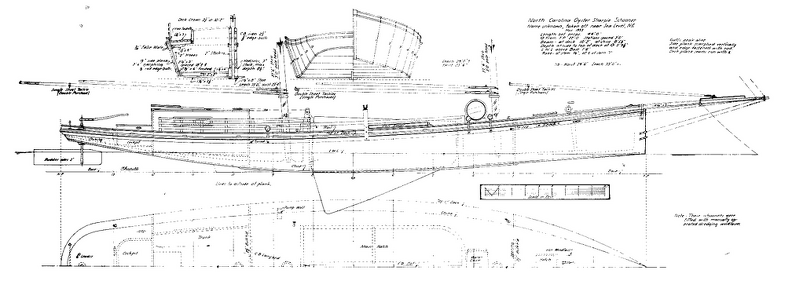 Plan of North Carolina sharpie schooner taken from remains of boat