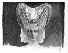 Head-dress of Jewelled Velvet and Lawn