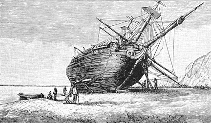 The Beagle Laid Ashore for Repairs at River Santa Cruz, Patagonia