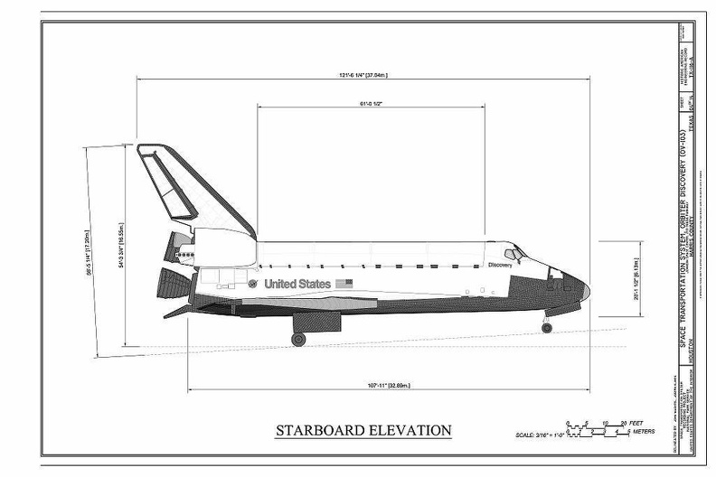 Space Shuttle - starboard elevation