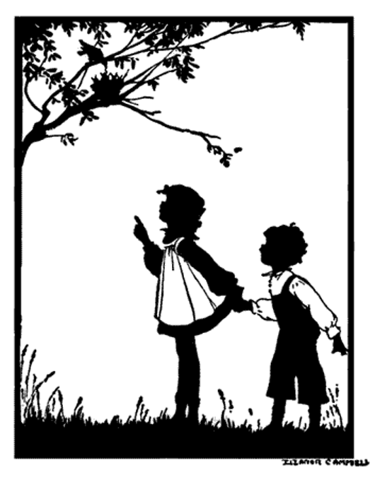 Boy and Girl looking at birds in a tree.png
