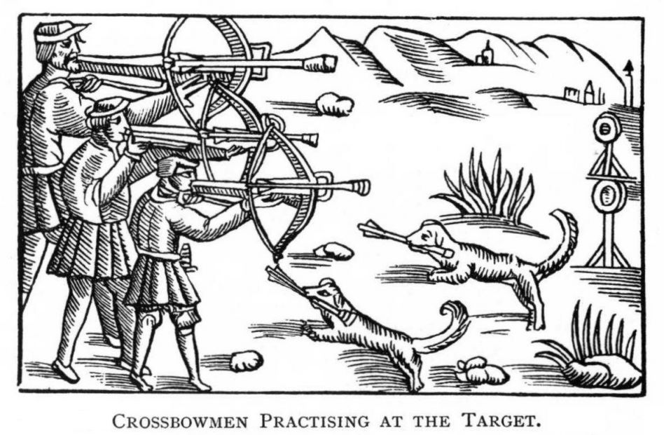 Crossbowmen practising at the target